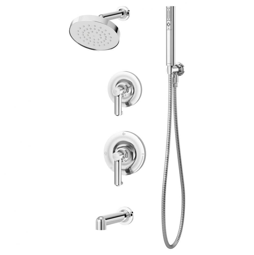 Museo 2-Handle Tub and 1-Spray Shower Trim with 2-Spray Hand Shower in Polished Chrome (Valves Not