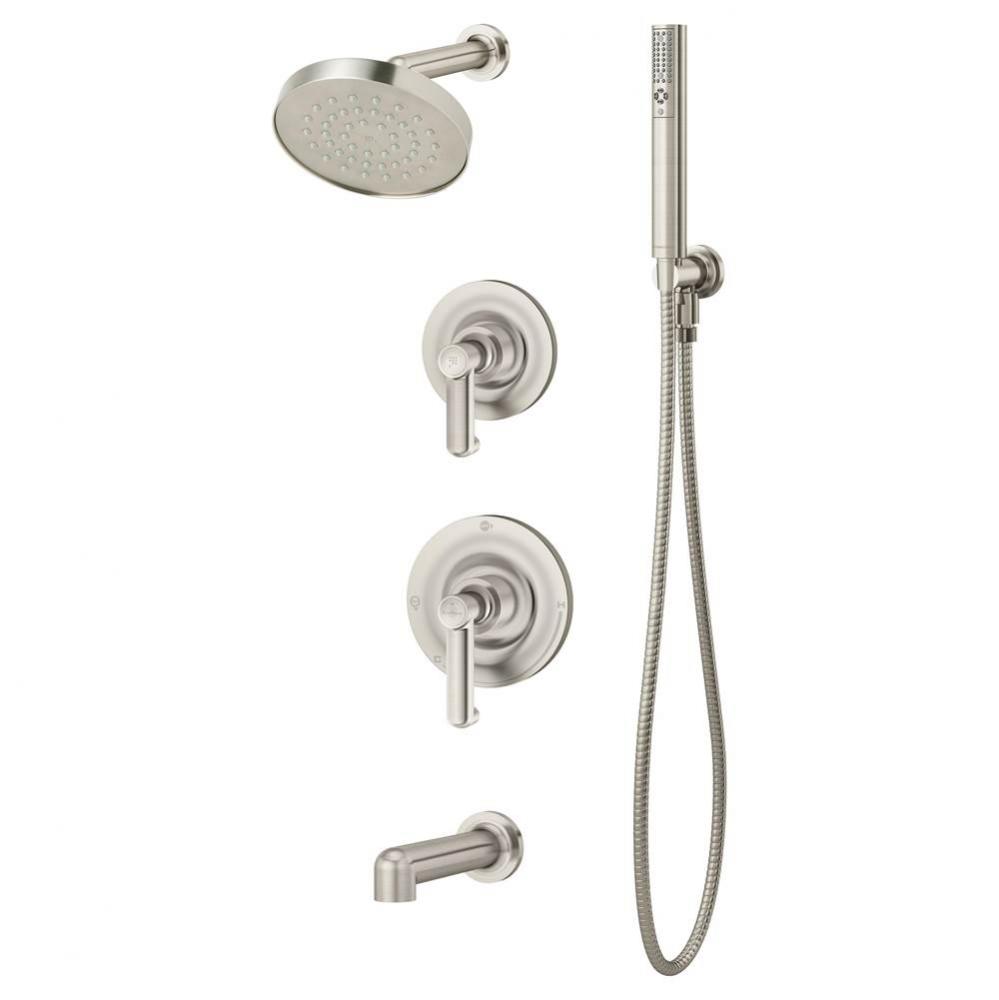 Museo 2-Handle Tub and 1-Spray Shower Trim with 2-Spray Hand Shower in Satin Nickel (Valves Not In