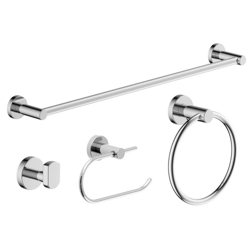 Dia 4-Piece Wall-Mounted Bathroom Hardware Set in Polished Chrome