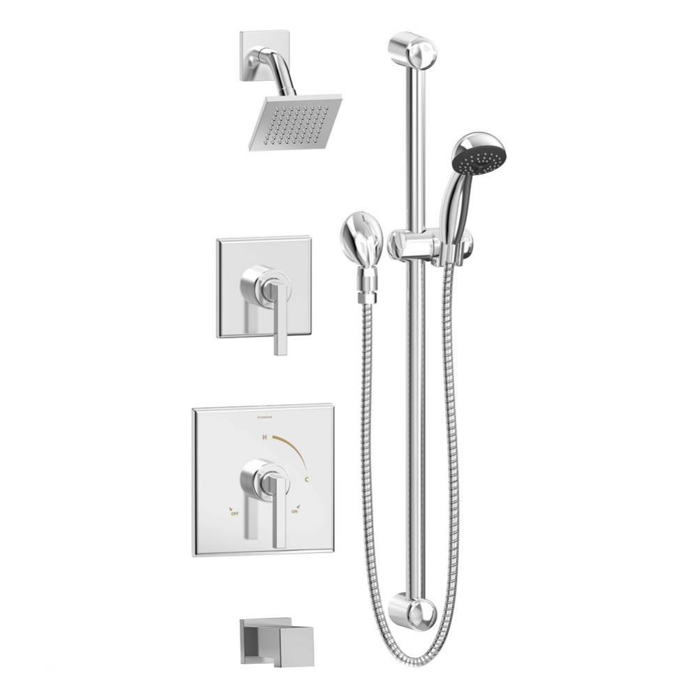 Duro 2-Handle Tub and 1-Spray Shower Trim with 1-Spray Hand Shower in Polished Chrome (Valves Not