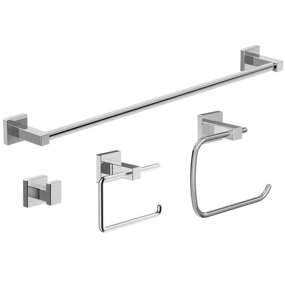 Duro 4-Piece Wall-Mounted Bathroom Hardware Set in Polished Chrome