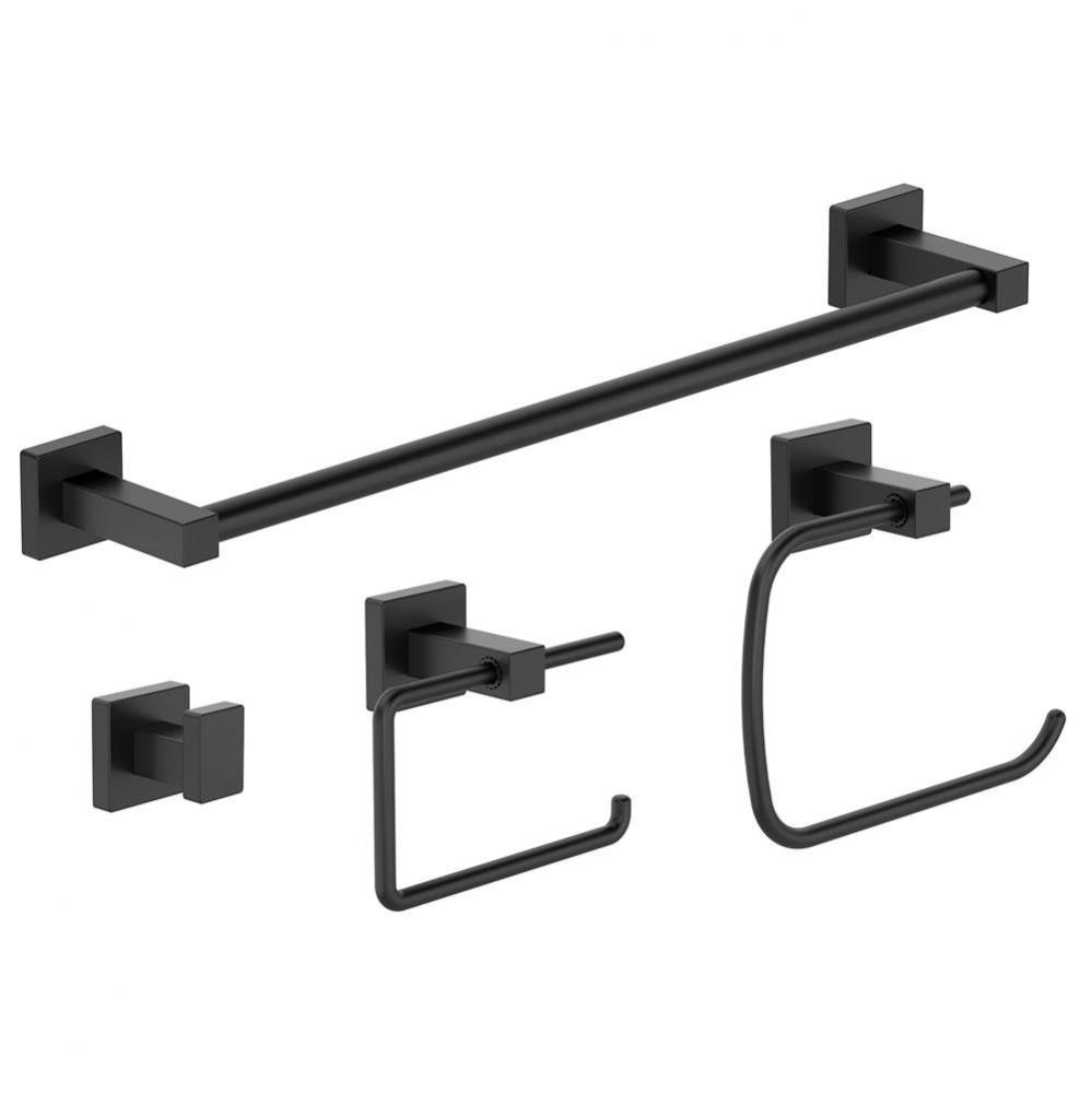 Duro 4-Piece Wall-Mounted Bathroom Hardware Set in Matte Black