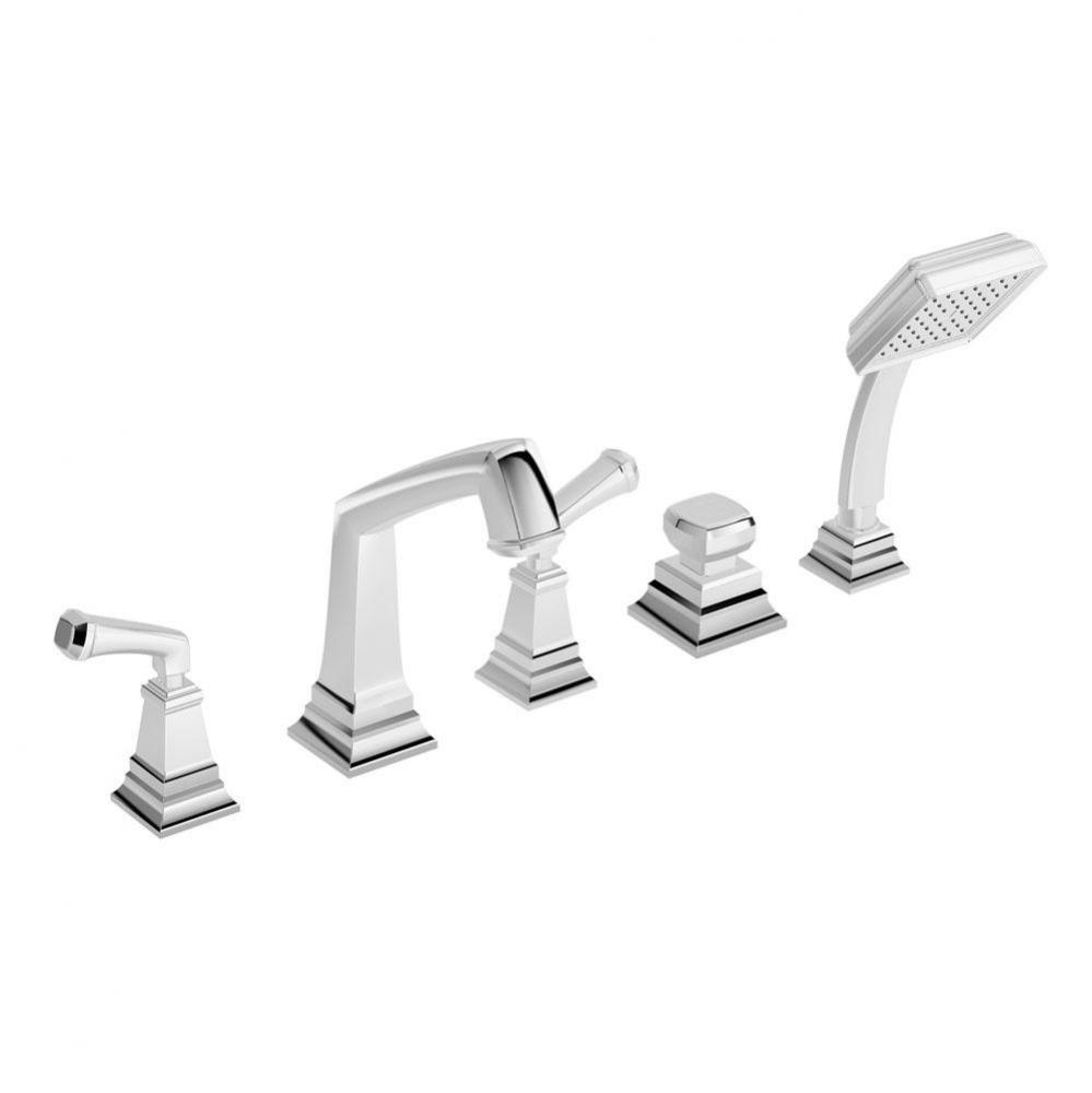 Oxford 2-Handle Deck Mount Roman Tub Faucet with Hand Shower in Polished Chrome