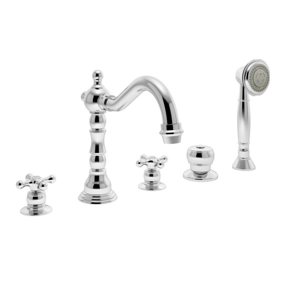 Carrington 2-Handle Deck Mount Roman Tub Faucet with Hand Shower in Polished Chrome