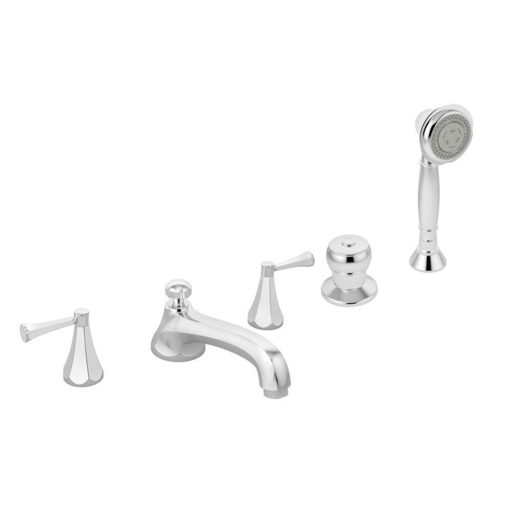 Canterbury 2-Handle Deck Mount Roman Tub Faucet with Hand Shower in Polished Chrome