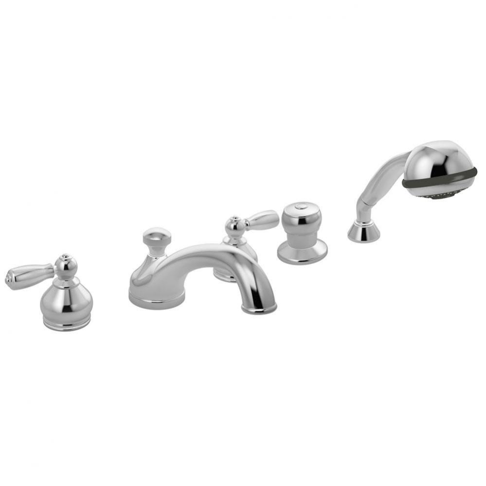Allura 2-Handle Deck Mount Roman Tub Faucet with Hand Shower in Polished Chrome