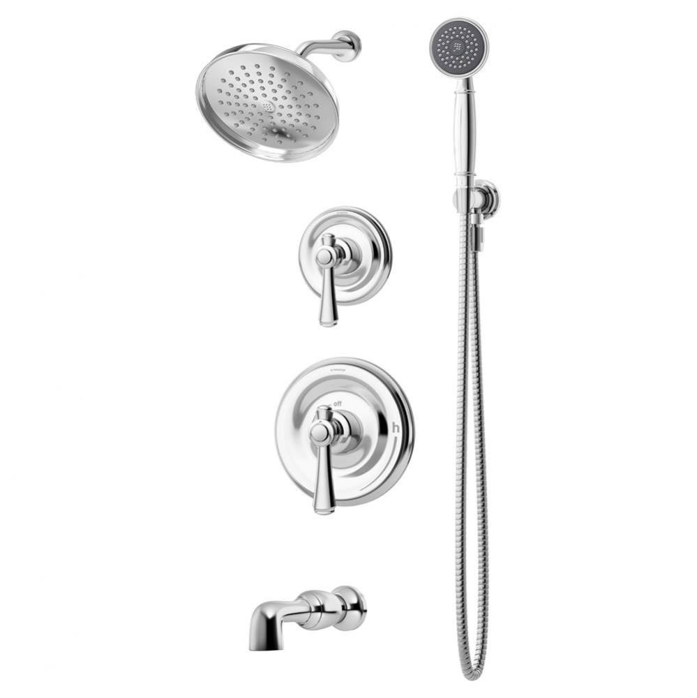 Degas 2-Handle Tub and 1-Spray Shower Trim with 1-Spray Hand Shower in Polished Chrome (Valves Not