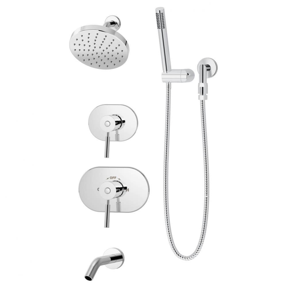 Sereno 2-Handle Tub and 1-Spray Shower Trim with 1-Spray Hand Shower in Polished Chrome (Valves No