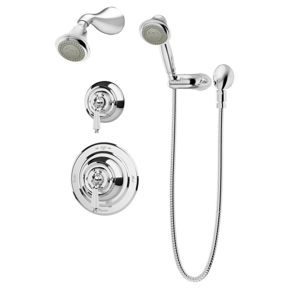 Carrington 2-Handle 3-Spray Shower Trim with 3-Spray Hand Shower in Polished Chrome (Valves Not In
