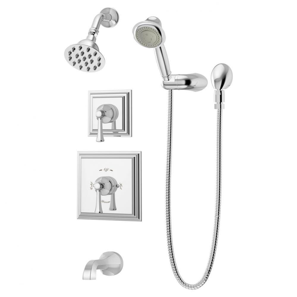 Canterbury 2-Handle Tub and 1-Spray Shower Trim with 3-Spray Hand Shower in Polished Chrome (Valve