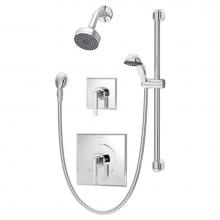 Symmons 3605-H321-V-1.5-TRM - Duro 2-Handle 1-Spray Shower Trim with 1-Spray Hand Shower in Polished Chrome (Valves Not Included