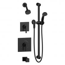 Symmons 3606-MB-T4-1.5-TRM - Duro 2-Handle Tub and 1-Spray Shower Trim with 1-Spray Hand Shower in Matte Black (Valves Not Incl