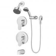 Symmons 6706-1.5-TRM - Identity 2-Handle Tub and 1-Spray Shower Trim with 1-Spray Hand Shower in Polished Chrome (Valves