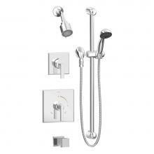 Symmons 3606-SH2-T4-D3-1.5-TRM - Duro 2-Handle Tub and 3-Spray Shower Trim with 1-Spray Hand Shower in Polished Chrome (Valves Not