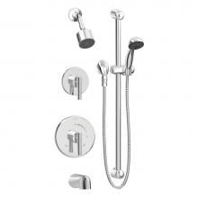 Symmons 3506-H321-V-CYL-B-1.5-TRM - Dia 2-Handle Tub and 1-Spray Shower Trim with 1-Spray Hand Shower in Polished Chrome (Valves Not I