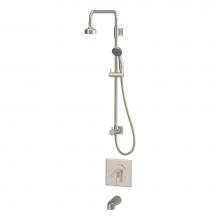 Symmons 3602-STN-EX-1.5-TRM - Duro Single-Handle Tub and 1-Spray Shower Trim with Exposed Riser in Satin Nickel - 1.5 GPM (Valve