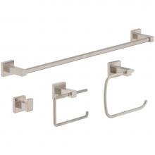 Symmons 36AC4BUNDLESTN - Duro 4-Piece Wall-Mounted Bathroom Hardware Set in Satin Nickel