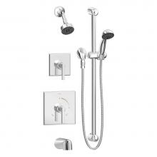 Symmons 3606-H321-V-1.5-TRM - Duro 2-Handle Tub and 1-Spray Shower Trim with 1-Spray Hand Shower in Polished Chrome (Valves Not