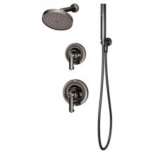 Symmons 5305-BLK-1.5-TRM - Museo 2-Handle 1-Spray Shower Trim with 2-Spray Hand Shower in Polished Graphite (Valves Not Inclu