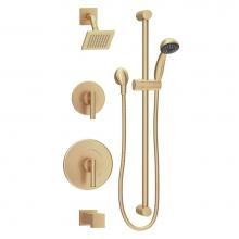 Symmons 3506-B-BBZ-SH4-T4-1.5-TRM - Dia 2-Handle Tub and 1-Spray Shower Trim with 1-Spray Hand Shower in Brushed Bronze (Valves Not In