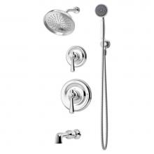 Symmons 5406-1.5-TRM - Degas 2-Handle Tub and 1-Spray Shower Trim with 1-Spray Hand Shower in Polished Chrome (Valves Not