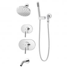 Symmons 4306-1.5-TRM - Sereno 2-Handle Tub and 1-Spray Shower Trim with 1-Spray Hand Shower in Polished Chrome (Valves No