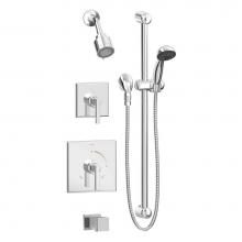 Symmons 3606-SH2-T4-1.5-TRM - Duro 2-Handle Tub and 3-Spray Shower Trim with 1-Spray Hand Shower in Polished Chrome (Valves Not