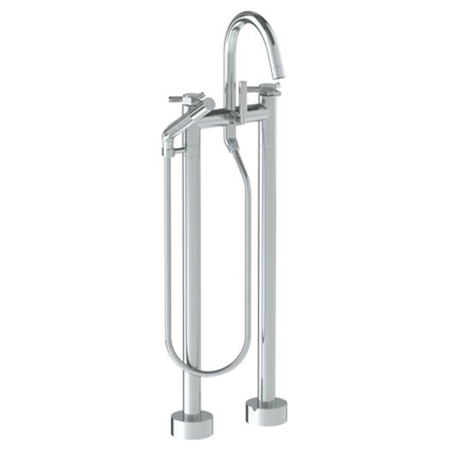 Floor Standing Gooseneck Bath Set with Slim Hand Shower