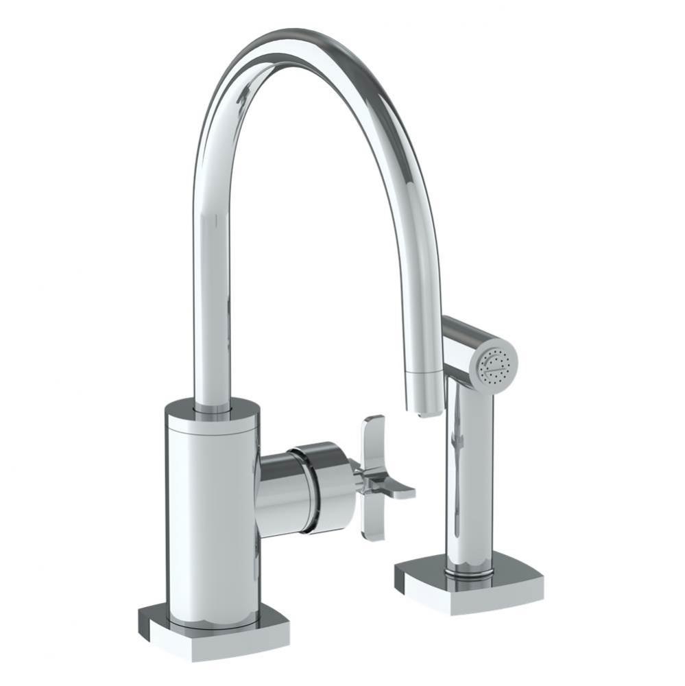 Deck Mounted 2 Hole Kitchen Set - Includes Side Spray. Mixing Valve