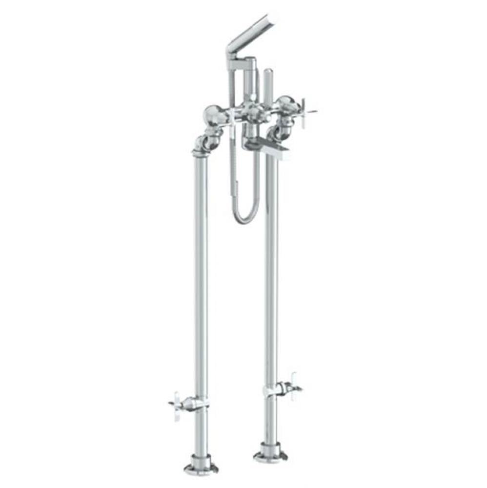 Floor Standing Bath Set with Hand Shower and Shut-Off Valves