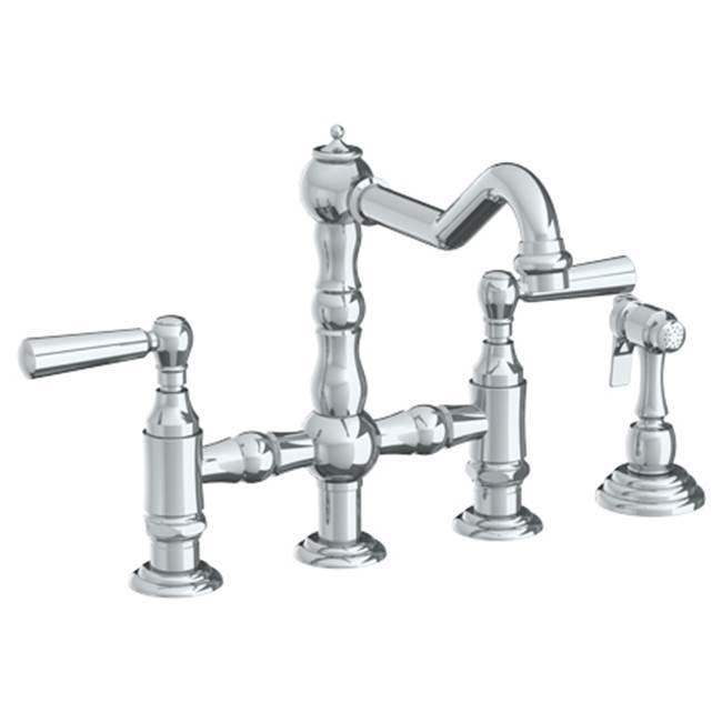 Deck Mounted Bridge Kitchen Faucet with Side Spray