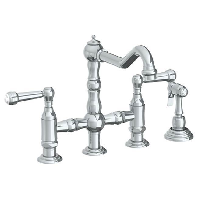 Deck Mounted Bridge Kitchen Faucet with Side Spray