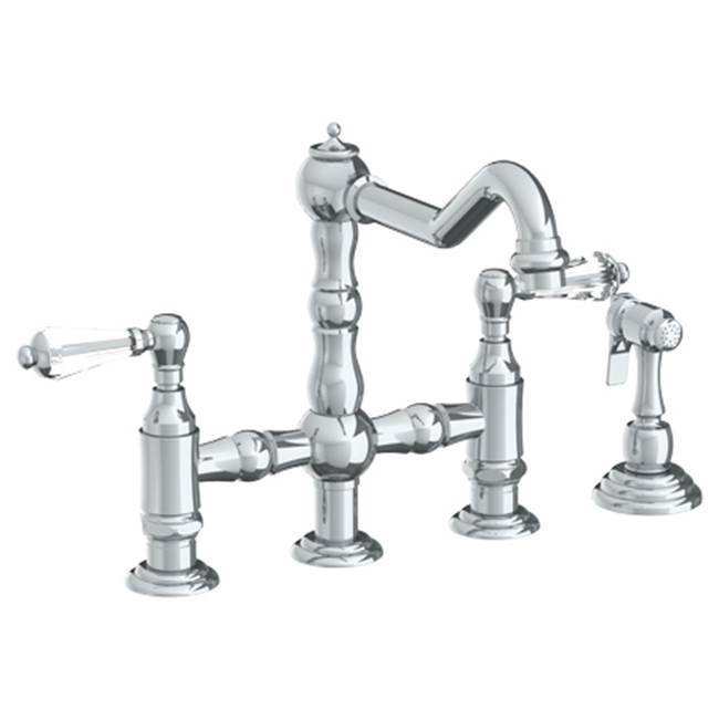 Deck Mounted Bridge Kitchen Faucet with Side Spray