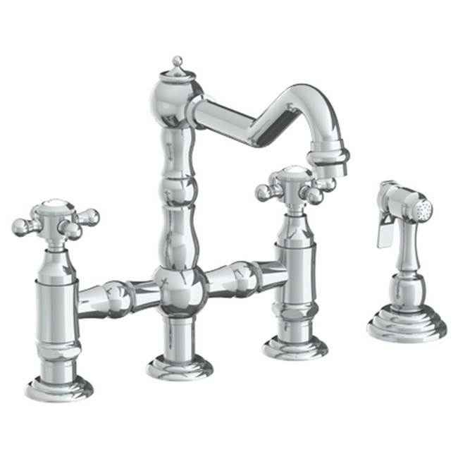 Deck Mounted Bridge Kitchen Faucet with Side Spray