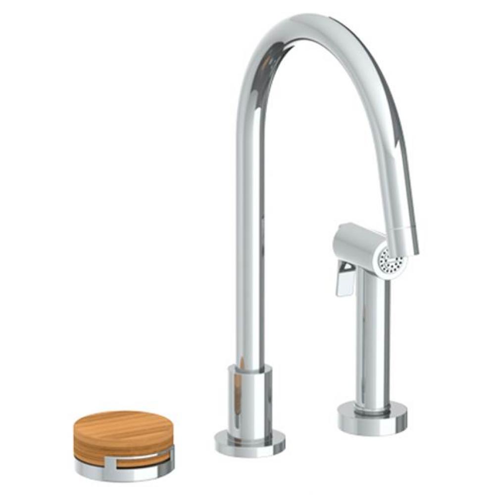 Deck Mounted 3 Hole Square Top Kitchen Set - Includes Side Spray