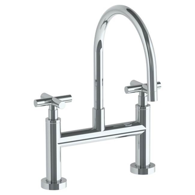 Deck Mounted Bridge Gooseneck Kitchen Faucet