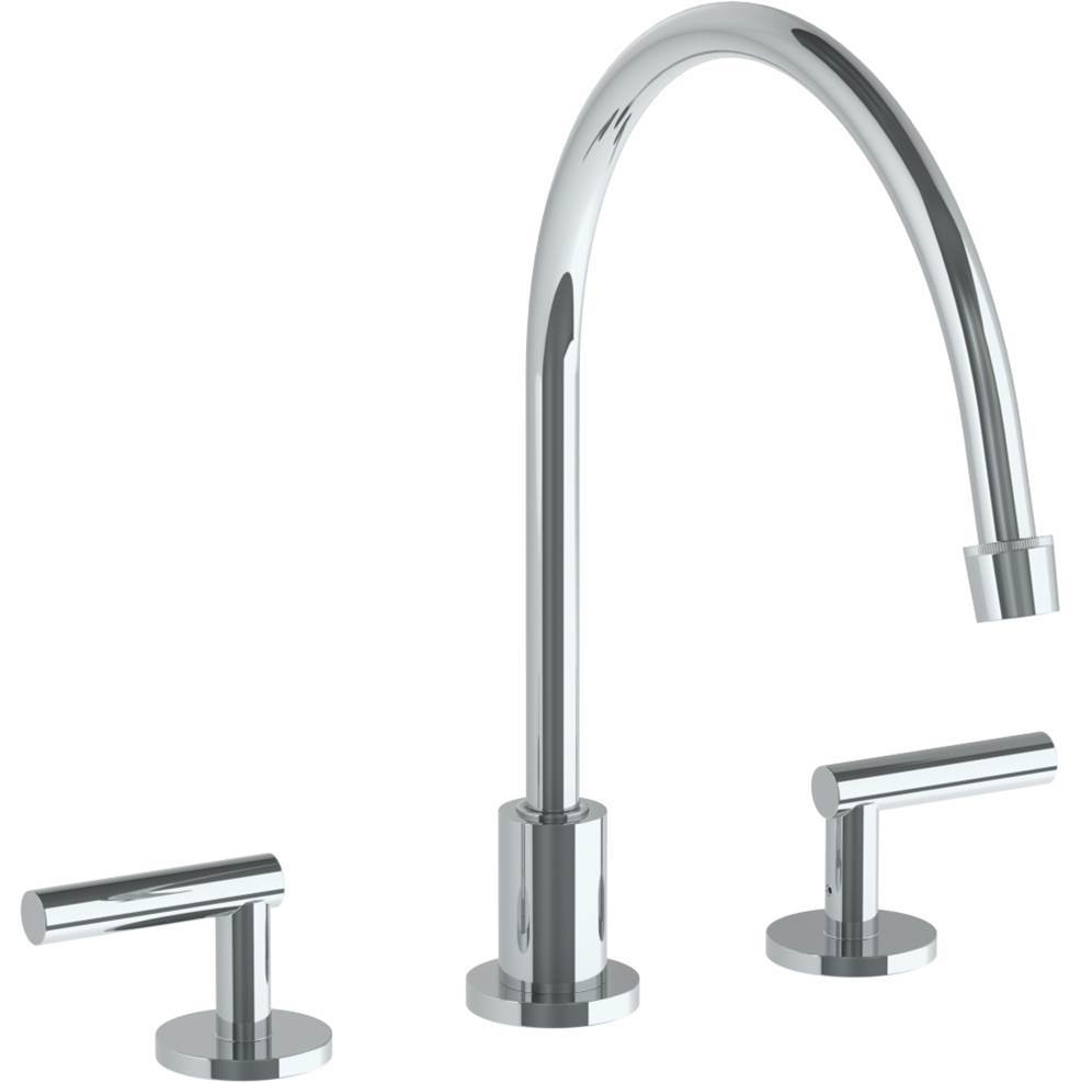 Deck Mounted 3 Hole Extended Gooseneck Kitchen Faucet