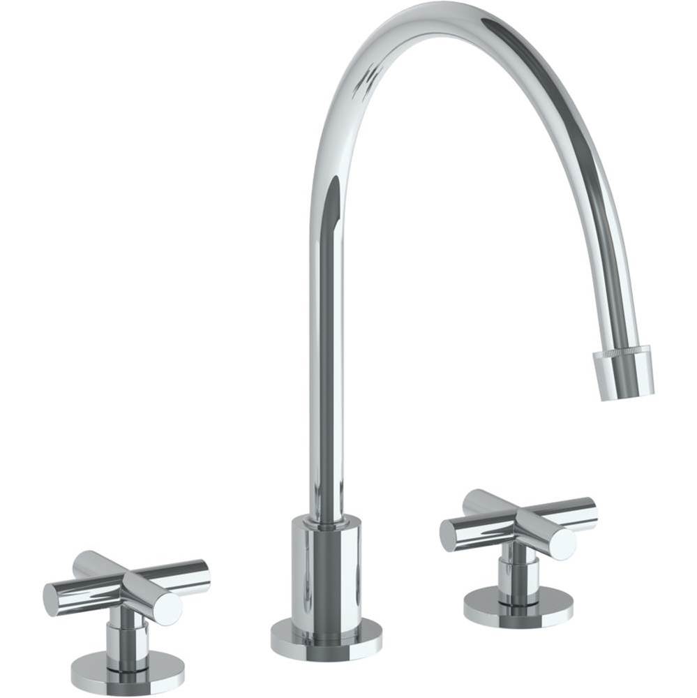 Deck Mounted 3 Hole Extended Gooseneck Kitchen Faucet