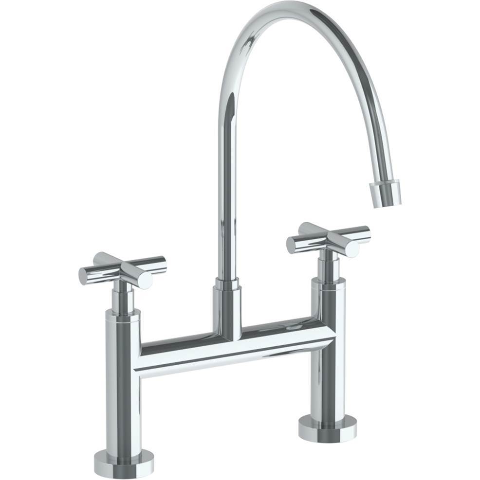 Deck Mounted Bridge Extended Gooseneck Kitchen Faucet