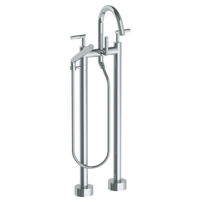 Floor Standing Bath set with Gooseneck Spout and Slim Hand Shower