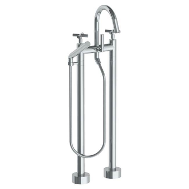 Floor Standing Bath set with Gooseneck Spout and Slim Hand Shower