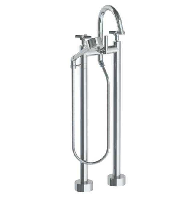 Floor Standing Bath set with Gooseneck Spout and Volume Hand Shower