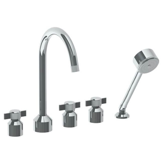 Deck Mounted 5 Hole Bath set with Gooseneck Spout