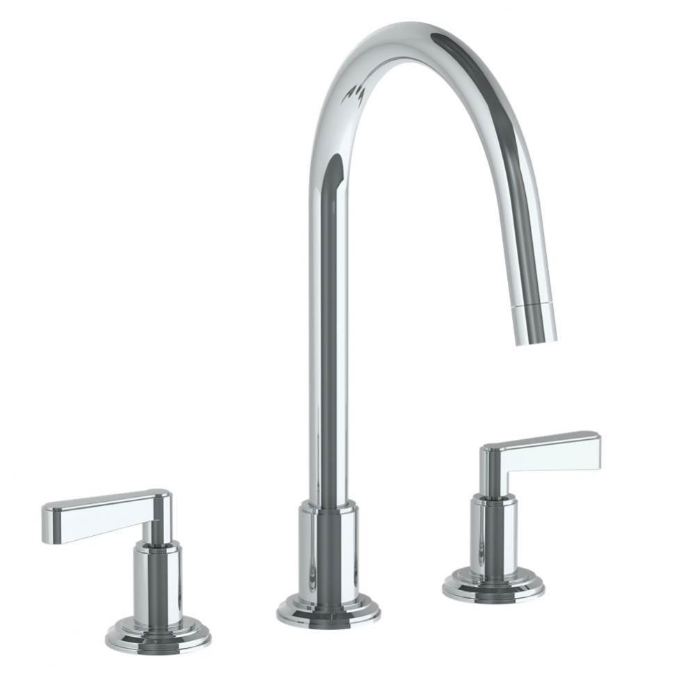 Deck Mounted 3 Hole Gooseneck Kitchen Set