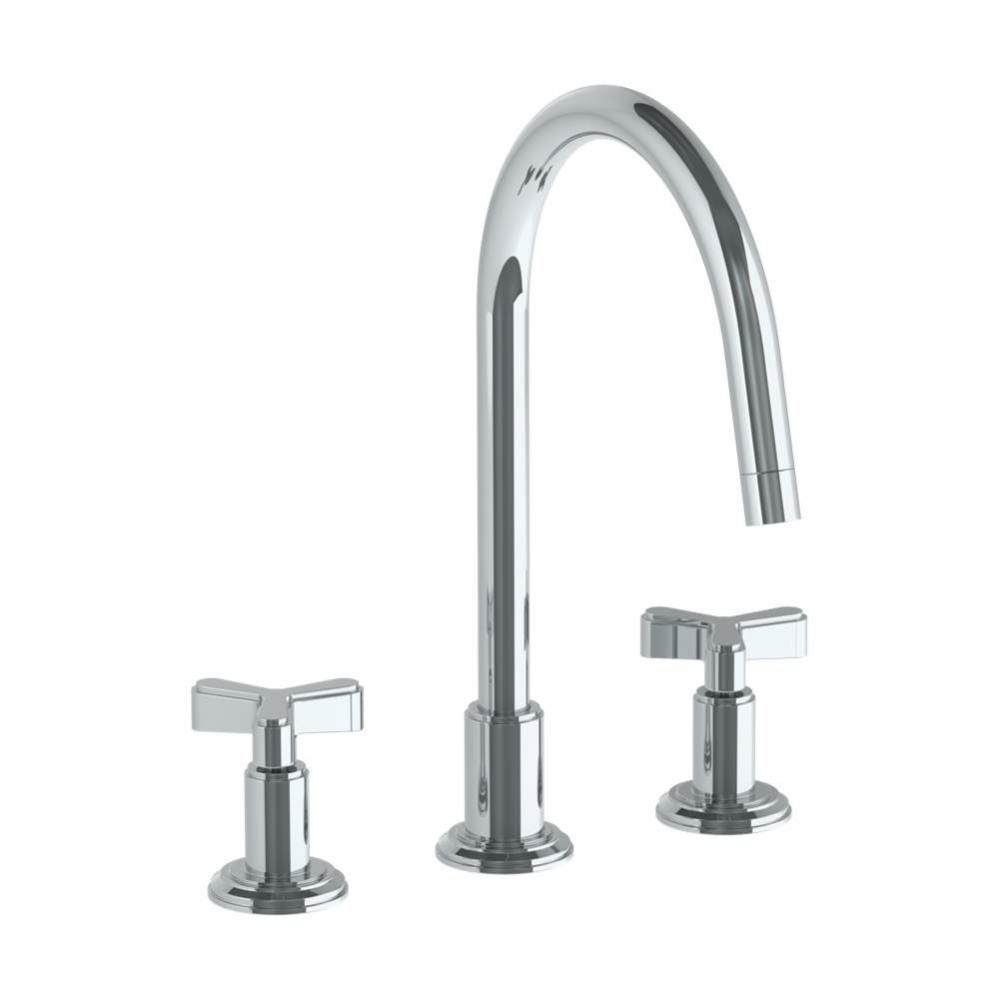 Deck Mounted 3 Hole Gooseneck Kitchen Set