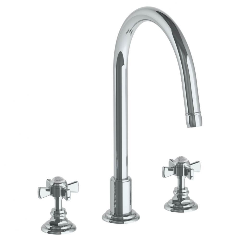 Deck Mounted 3 Hole Gooseneck Kitchen Set