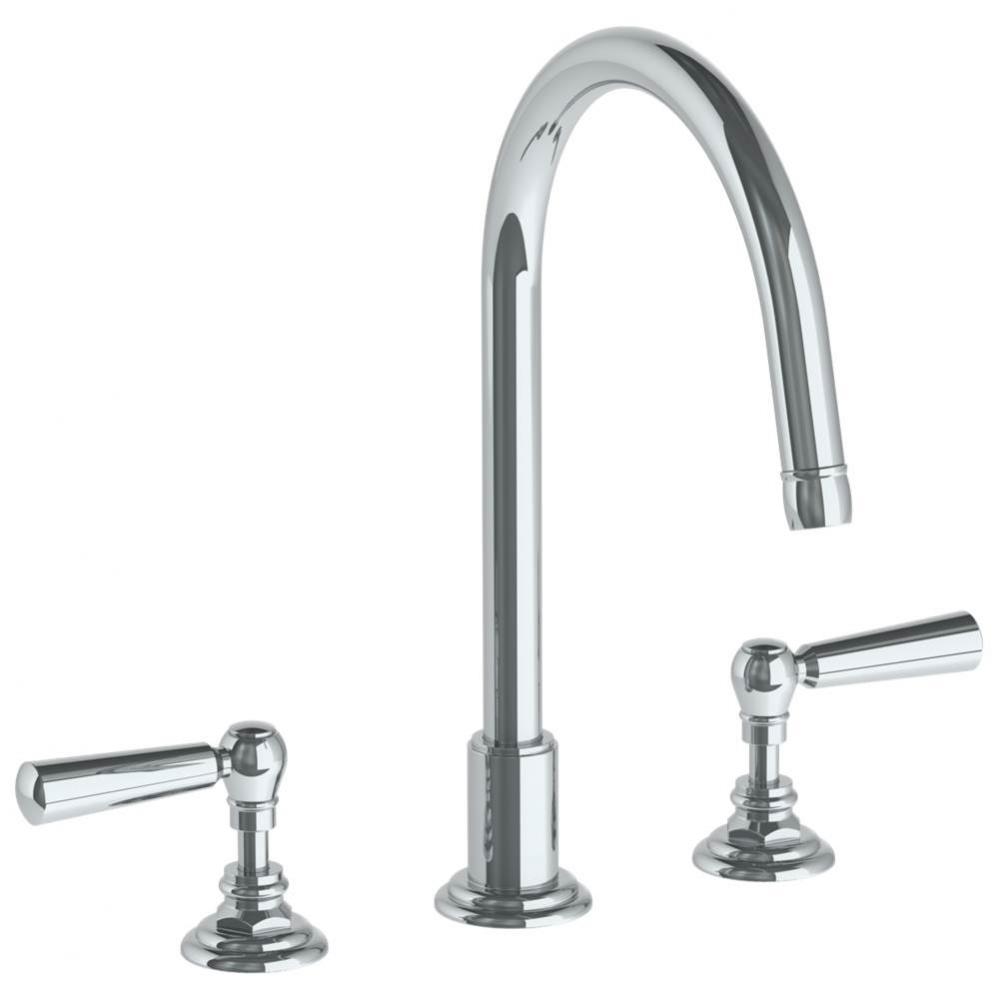 Deck Mounted 3 Hole Gooseneck Kitchen Set