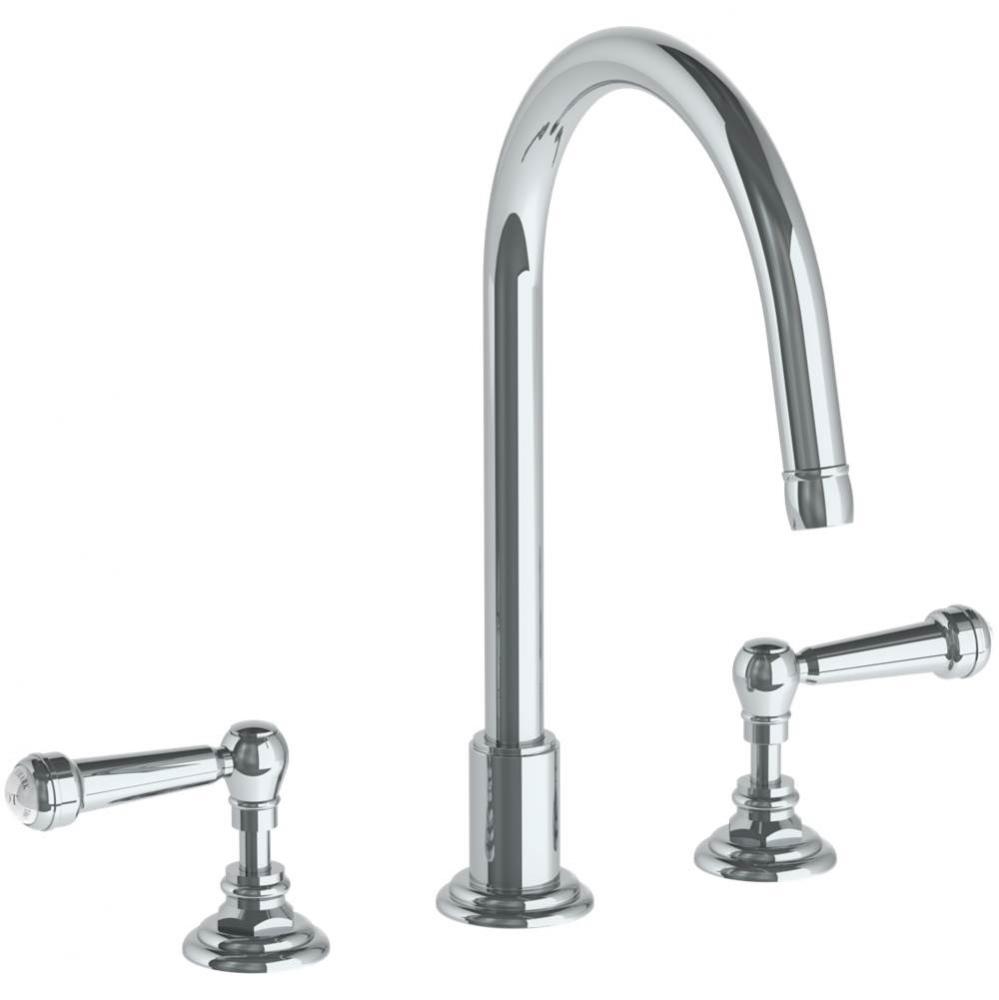 Deck Mounted 3 Hole Gooseneck Kitchen Set