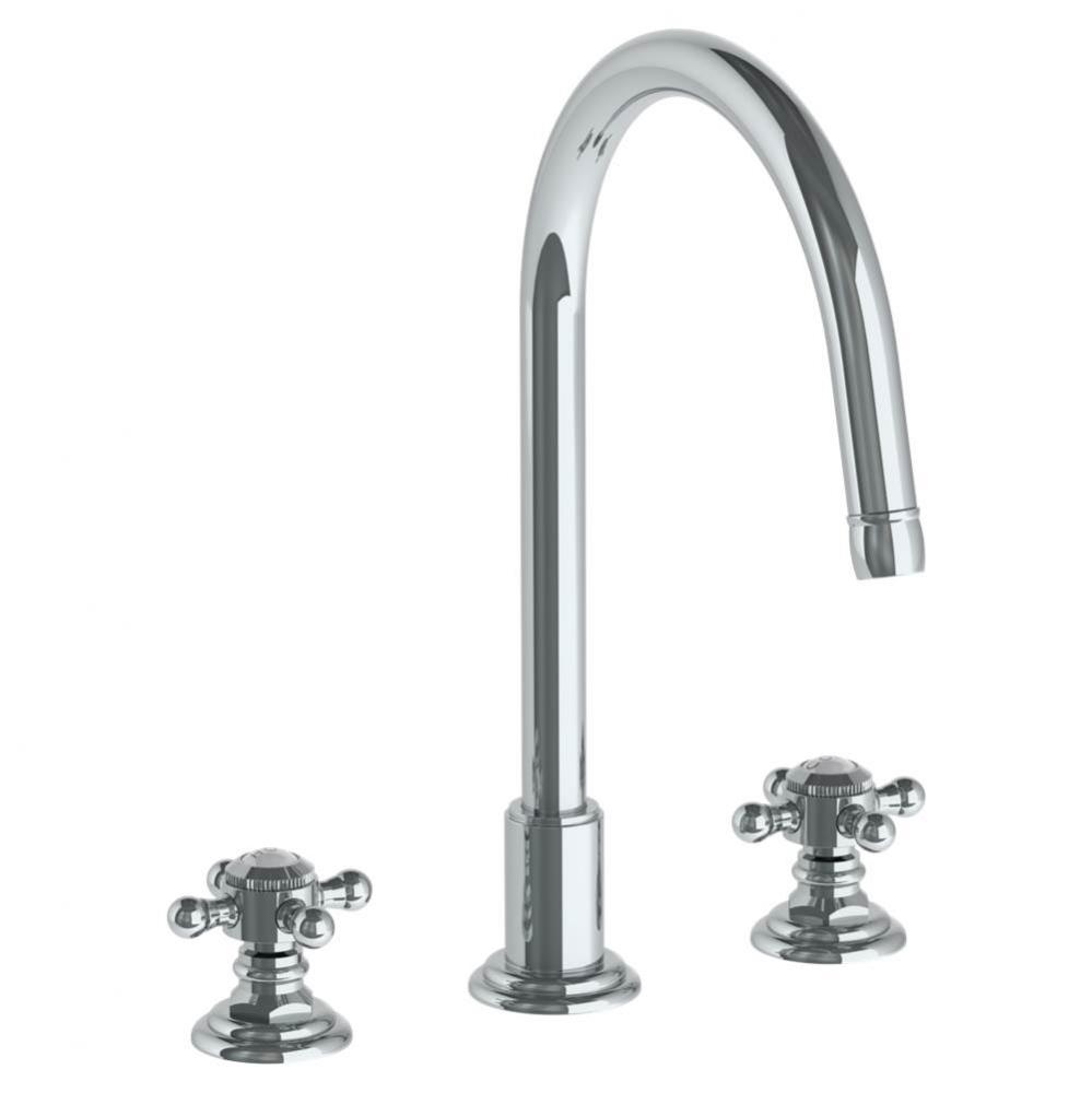 Deck Mounted 3 Hole Gooseneck Kitchen Set
