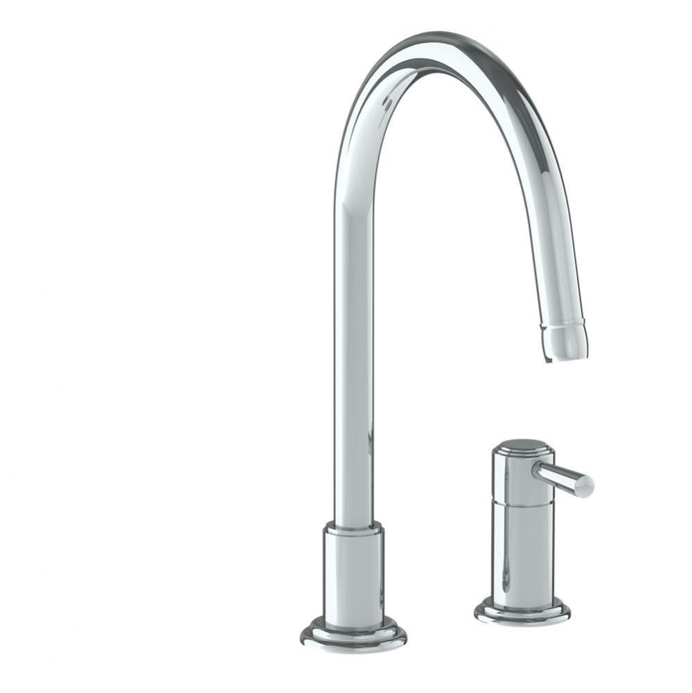 Deck Mounted 2 Hole Gooseneck Kitchen Faucet